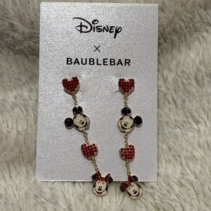 Disney x Baublebar Mickey & Minnie Mouse Rhinestone Heart Earrings Valentines